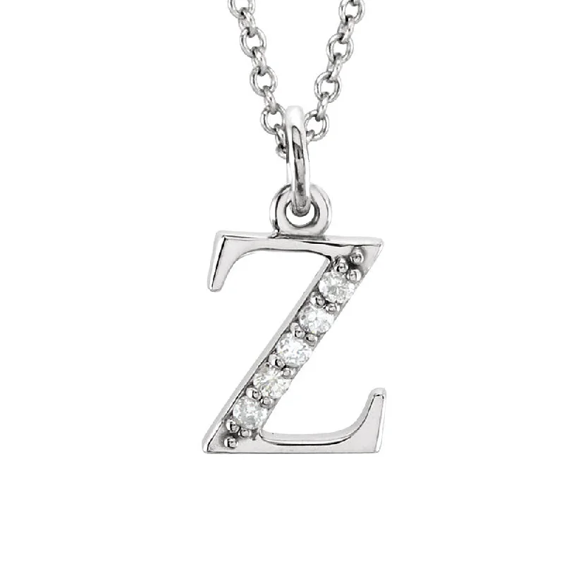 Lush moonstone necklace-The Abbey 14k White Gold Diamond Lower Case Initial 'z' Necklace 16 In