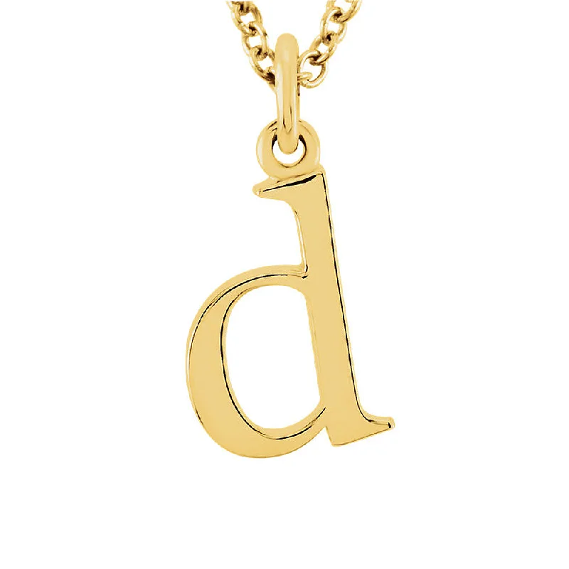 Engraved initial necklace-The Abbey Lower Case Initial 'd' Necklace in 14k Yellow Gold, 16 Inch