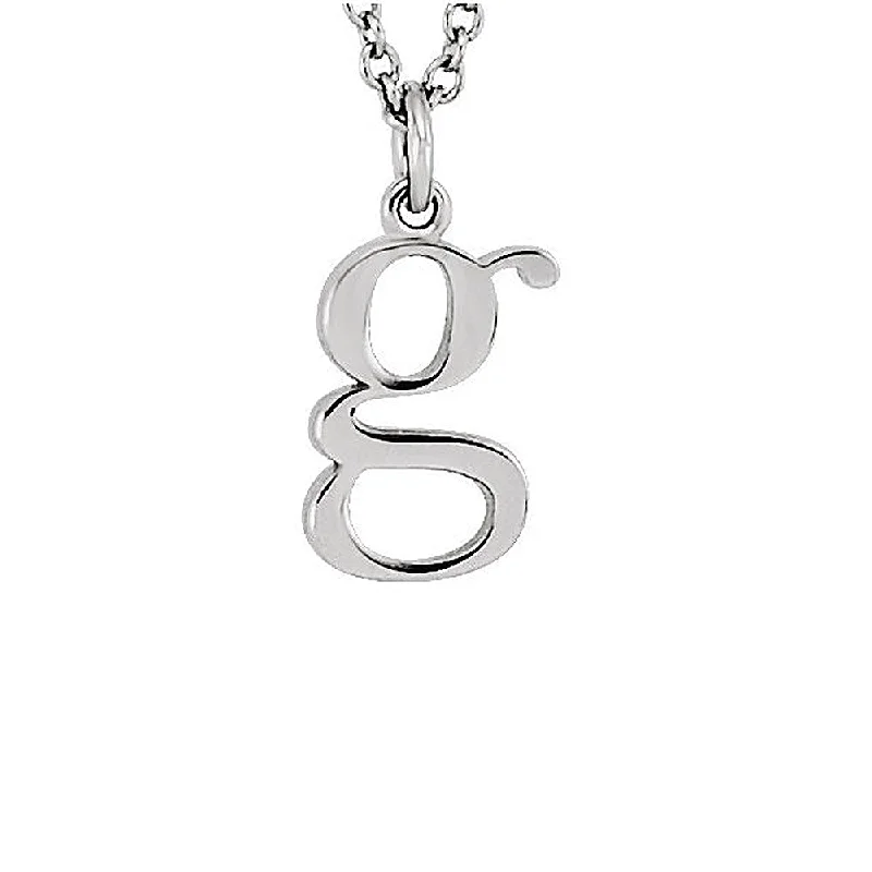 Subtle-carved necklace-The Abbey Lower Case Initial 'g' Necklace in 14k White Gold, 16 Inch