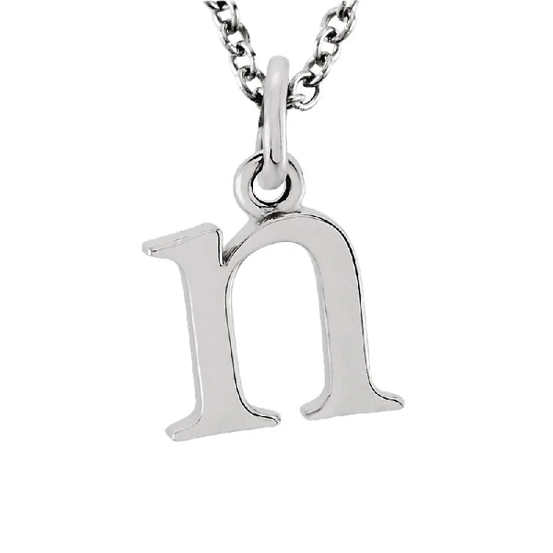 The Abbey Lower Case Initial 'n' Necklace in 14k White Gold, 16 Inch