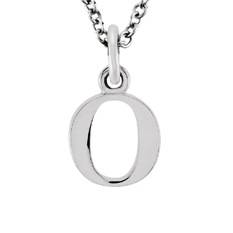 Tesselated chain necklace-The Abbey Lower Case Initial 'o' Necklace in 14k White Gold, 16 Inch