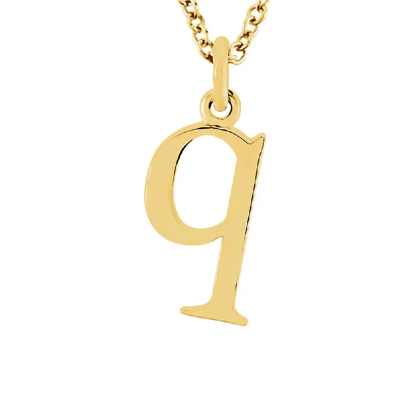 Stamped design necklace-The Abbey Lower Case Initial 'q' Necklace in 14k Yellow Gold, 16 Inch