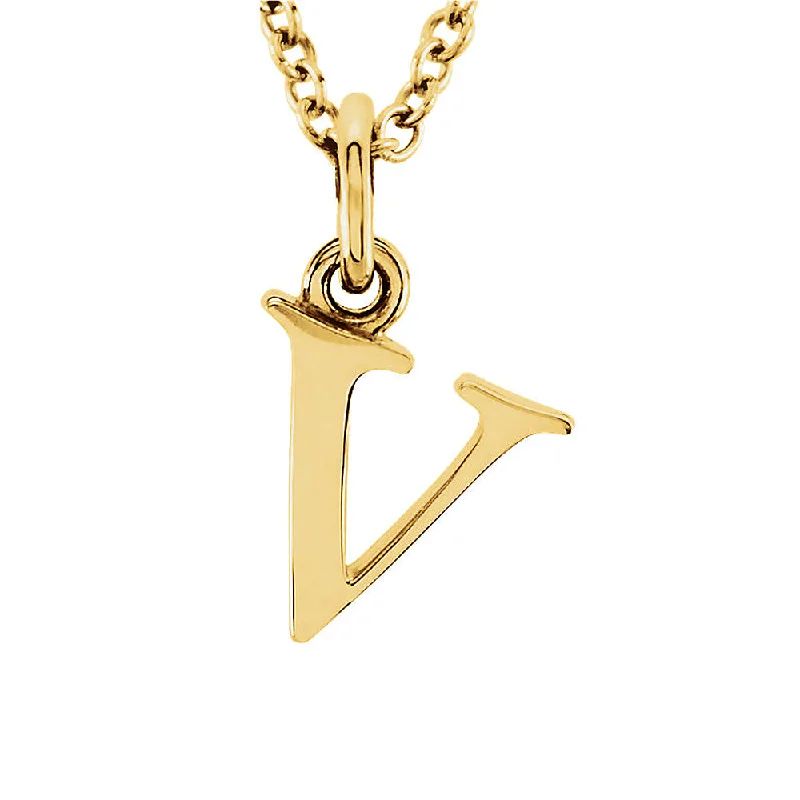 Buried necklace-The Abbey Lower Case Initial 'v' Necklace in 14k Yellow Gold, 16 Inch