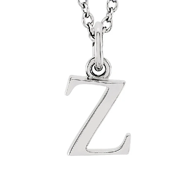 Thin diamond necklace-The Abbey Lower Case Initial 'z' Necklace in 14k White Gold, 16 Inch