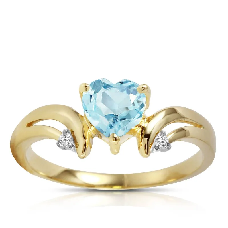 Hovering stone necklace-0.96 Carat 14K Solid Yellow Gold Jazzonia Aquamarine Diamond Ring