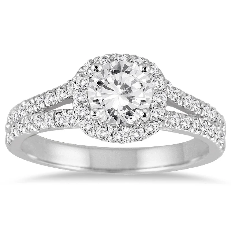 Layered tier ring-1 1/4 Carat TW White Diamond Engagement Ring in 14K White Gold (J-K Color, I2-I3 Clarity)