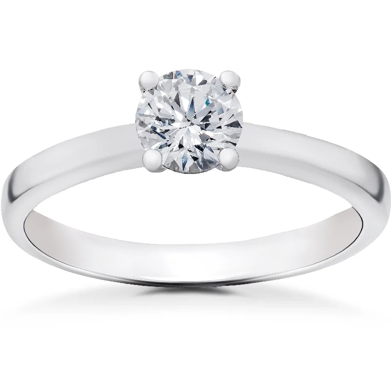 Subtle arc ring-1/2 ct Lab Grown Diamond Elizabeth Solitaire Engagement Ring 14k White Gold