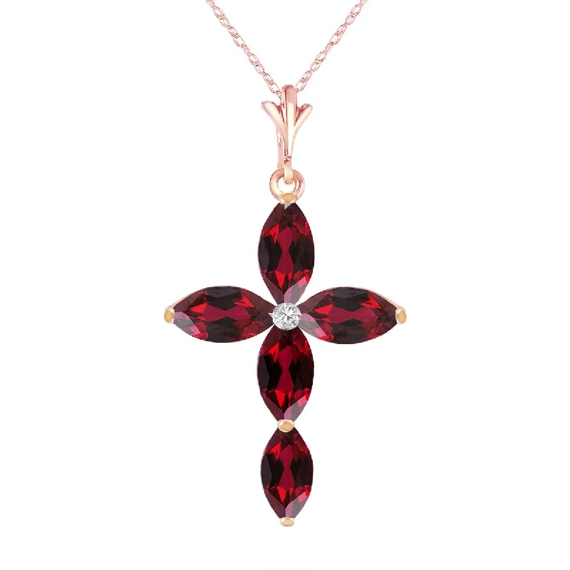 Offset stone necklace-1.23 Carat 14K Solid Rose Gold Necklace Natural Diamond Garnet