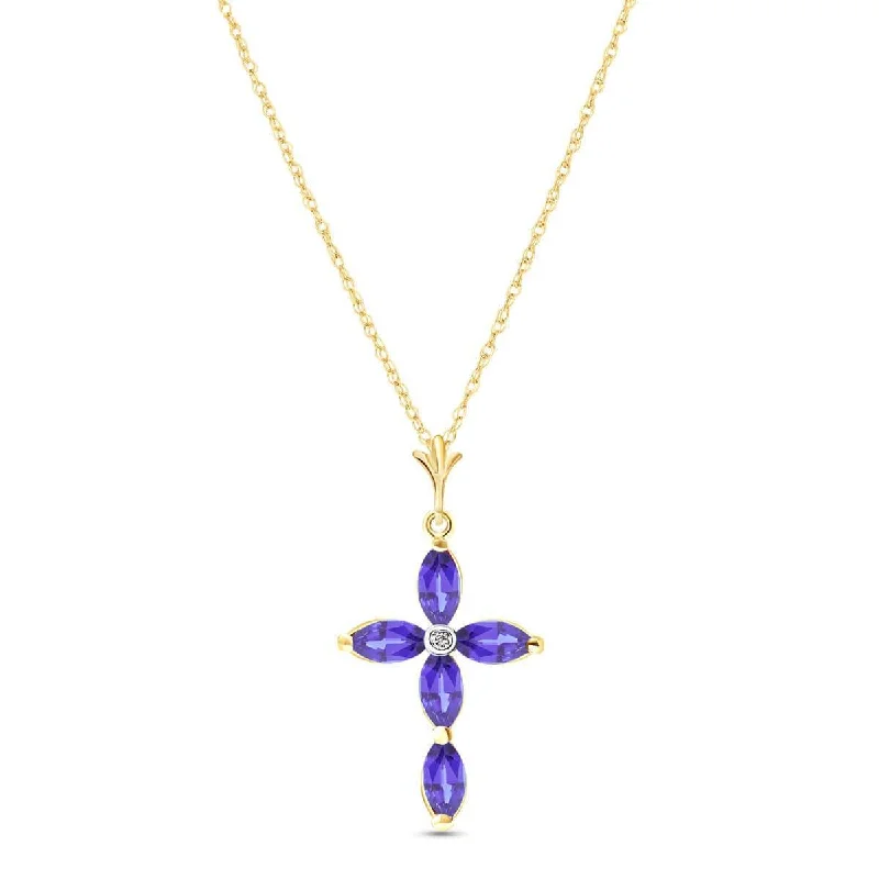 Dainty filigree necklace-1.23 Carat 14K Solid Yellow Gold Necklace Natural Diamond Tanzanite