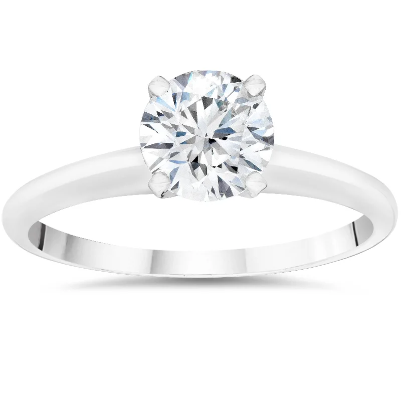 Etched band ring-1/2ct Lab Created Diamond Solitaire Engagement Ring 14k White Gold