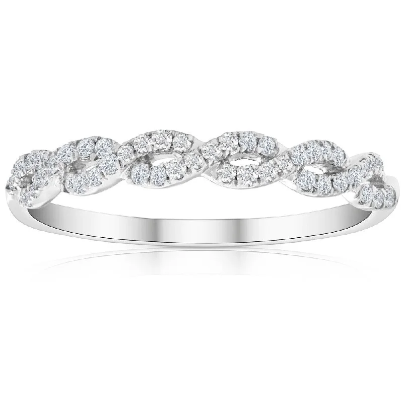 Linked knot ring-1/4 Carat (ctw) Round White Diamond Ladies Swirl Wedding Ring 10k White Gold