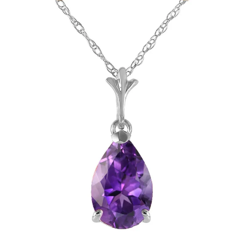 Braided necklace-1.5 Carat 14K Solid White Gold Conceive Amethyst Necklace