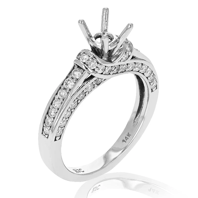 Sharp stone ring-1 cttw Semi Mount Diamond Engagement Ring 14K White Gold Round Bridal