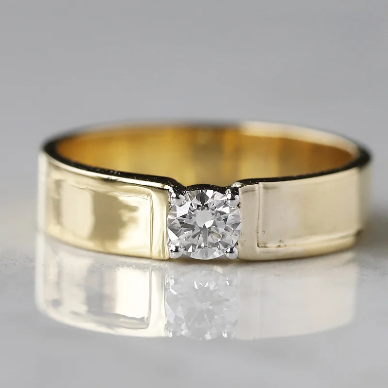 Worn-rim ring-14 k Yellow Gold Lab Diamond Mens Ring For Him