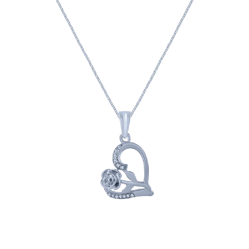 Inset gem necklace-14k (585) White Gold And Diamond Pendant For Women