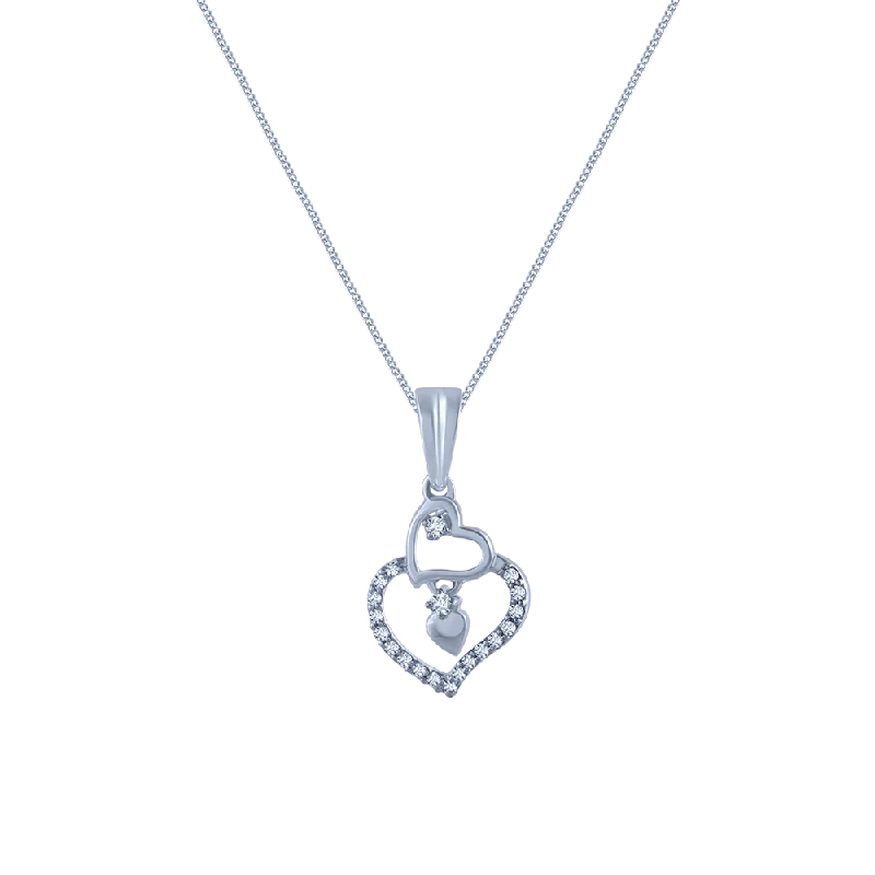 Crest motif necklace-14k (585) White Gold And Diamond Pendant For Women