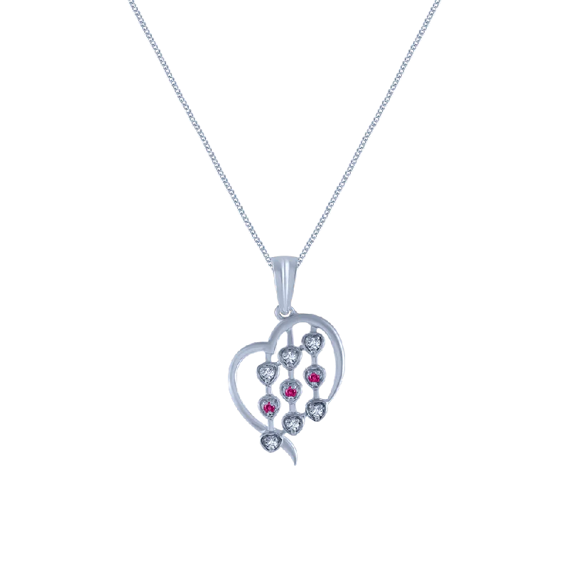 Glowing amethyst necklace-14k (585) White Gold And Diamond Pendant For Women