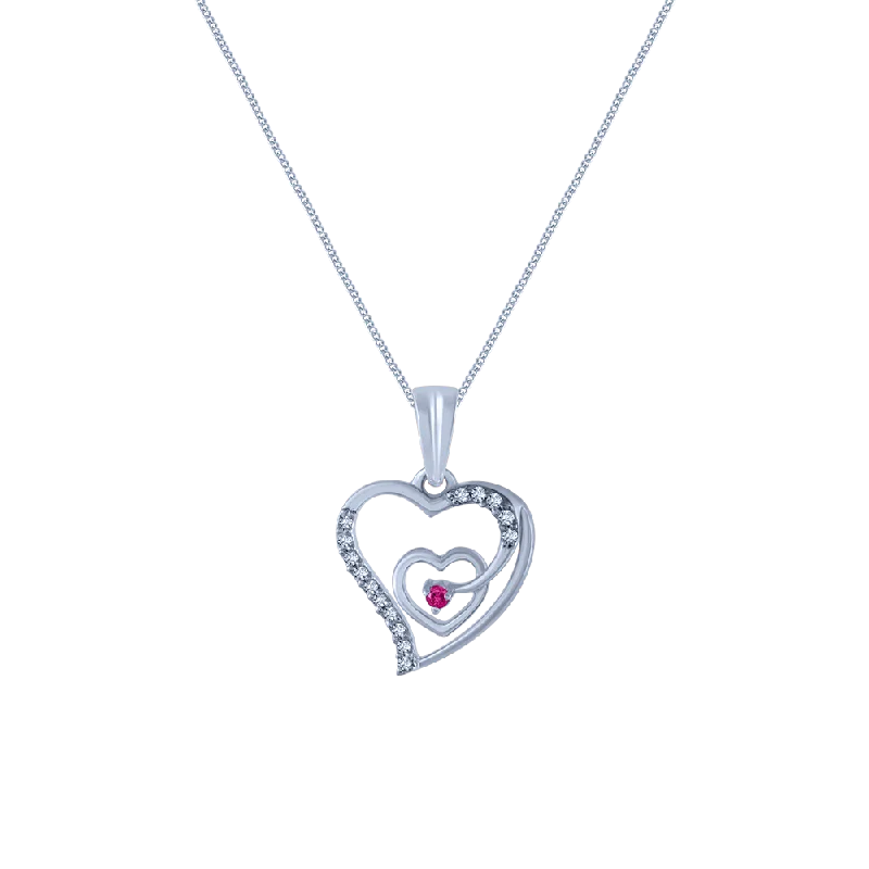 Stamped gem necklace-14k (585) White Gold And Diamond Pendant For Women