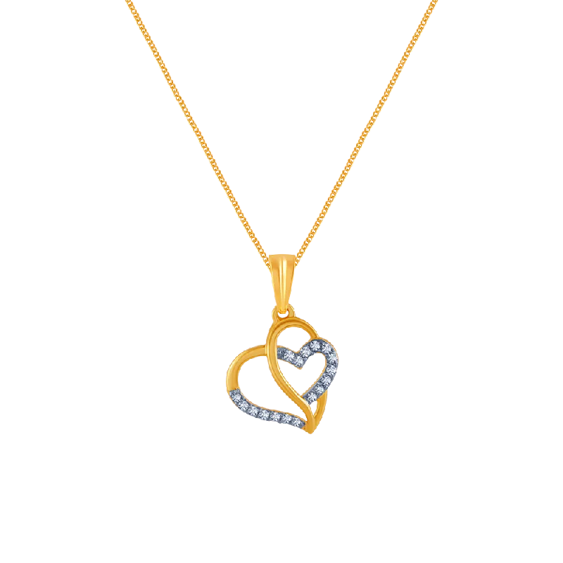 Wire-curve necklace-14k (585) Yellow Gold And Diamond Pendant For Women