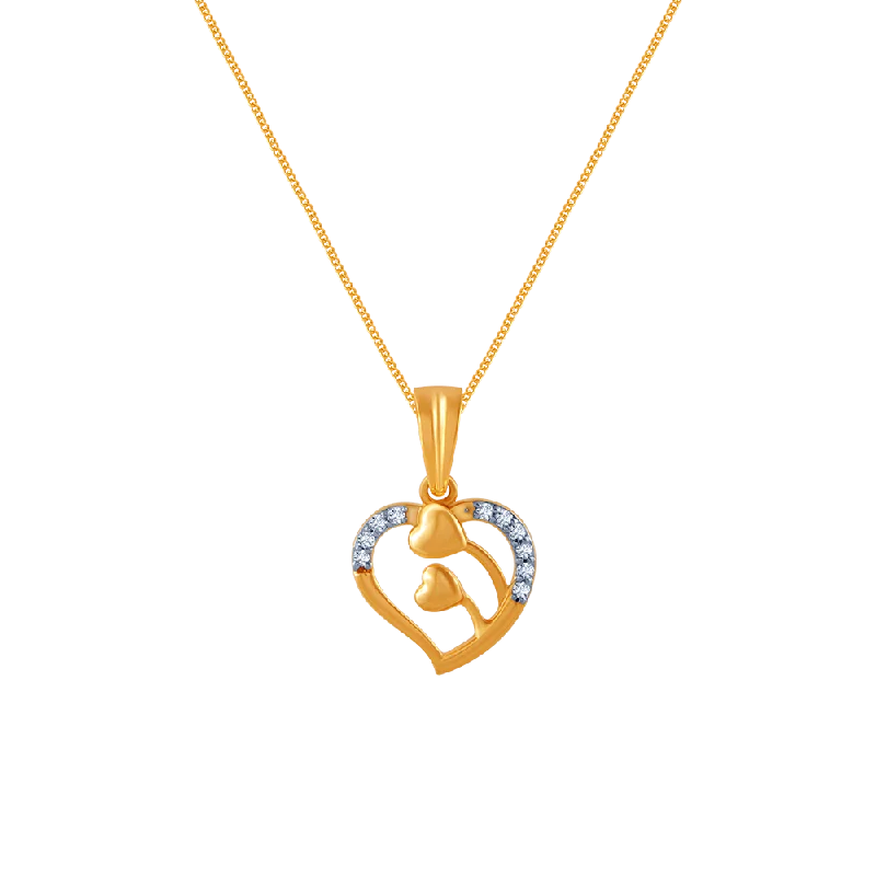 Hammered gold necklace-14k (585) Yellow Gold And Diamond Pendant For Women