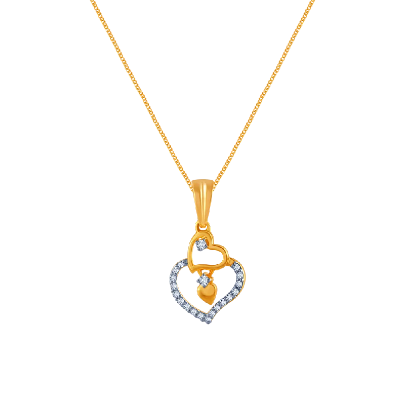 Ragged edge necklace-14k (585) Yellow Gold And Diamond Pendant For Women