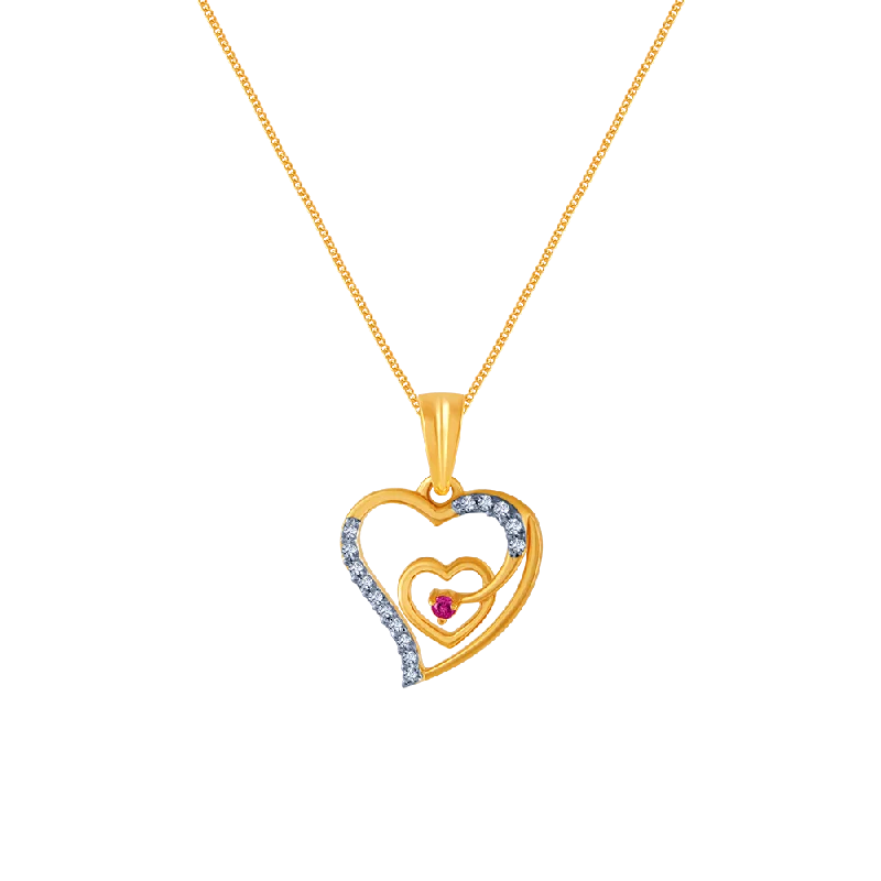 Twinkling crystal necklace-14k (585) Yellow Gold And Diamond Pendant For Women