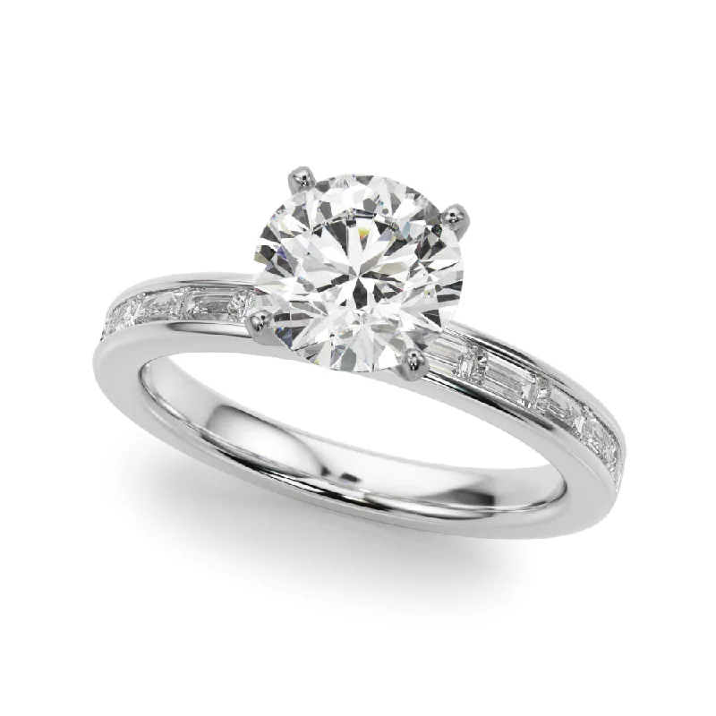 Shiny gem ring-14K Engagement Ring Channel Set Baguette Diamonds