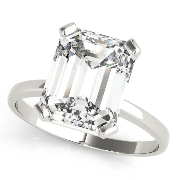 Shimmering platinum ring-14K Emerald Cut Solitaire Engagement Ring