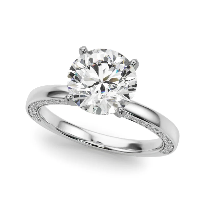 Elevated stone ring-14K Engagement Ring w/ Side Diamonds