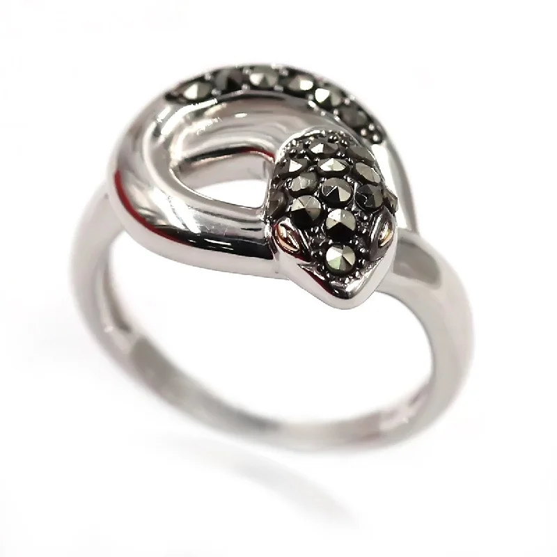 Vine-curl ring-14k Gold and Sterling Silver Marcasite Ring