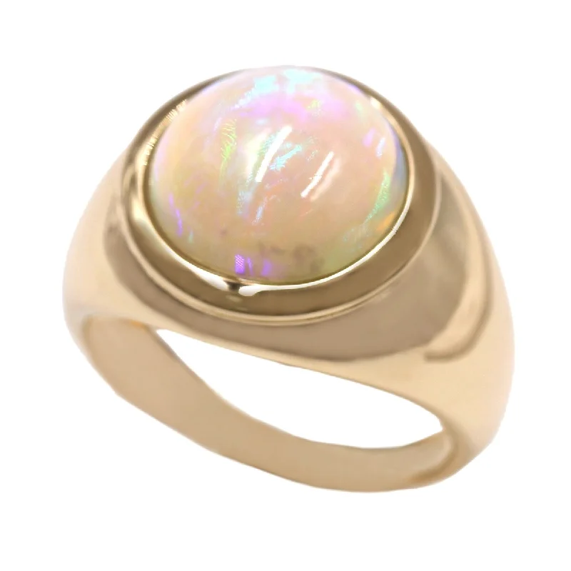 Lush moonstone ring-14K Gold Ethiopian Opal Solitaire Ring