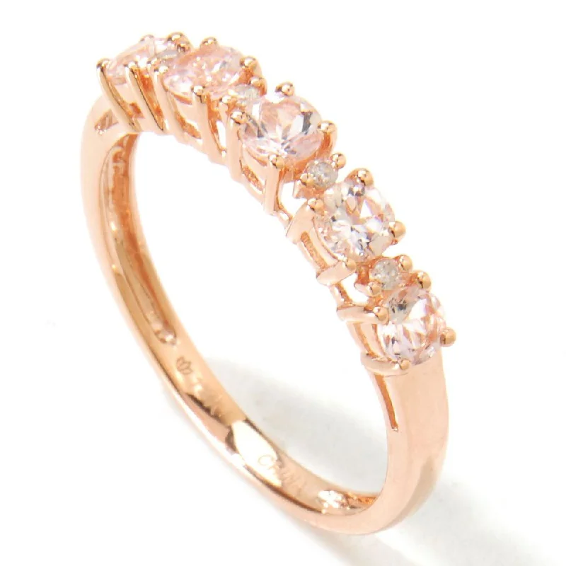 Braided ring-14k Gold Morganite and Diamond Accent Ring