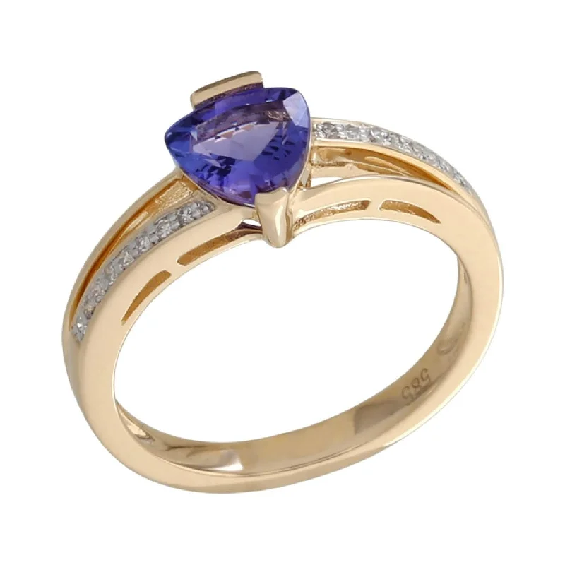 Rough-hewn stone ring-14K Gold Tanzanite and Diamond Ring