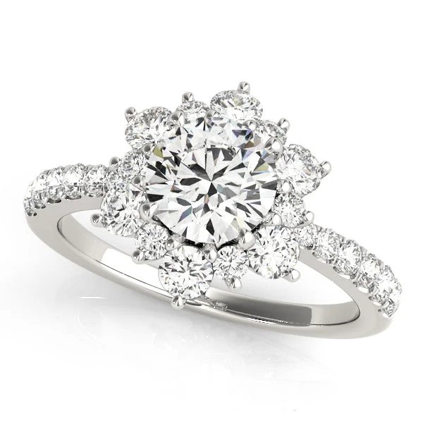 Rounded stone ring-14K Halo Engagement Ring