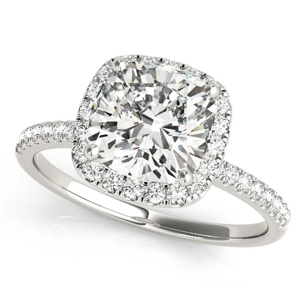 Shimmering stone ring-14K Halo Engagement Ring Cushion Cut