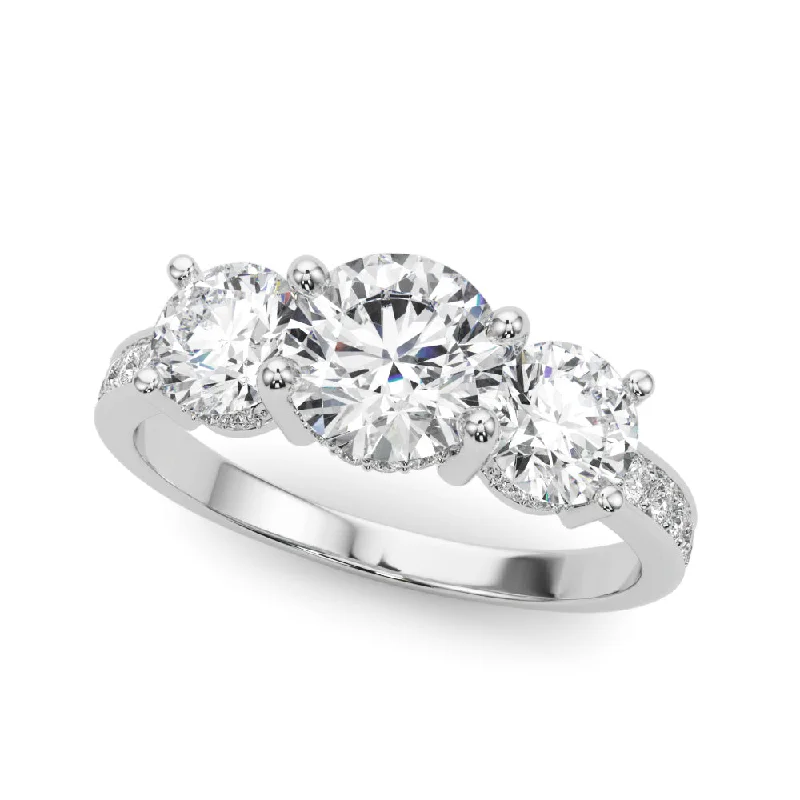 Five-heart ring-14K Hidden Halo Engagement Ring