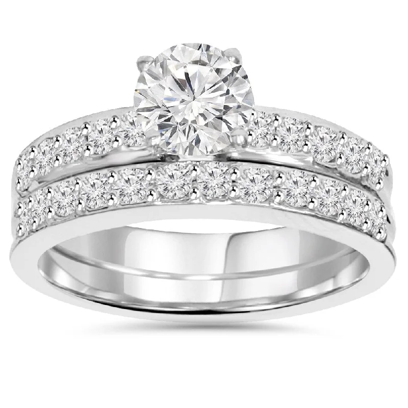 Knotted cord ring-14k White Gold 1 1/4ct TDW Pave Diamond Bridal Set