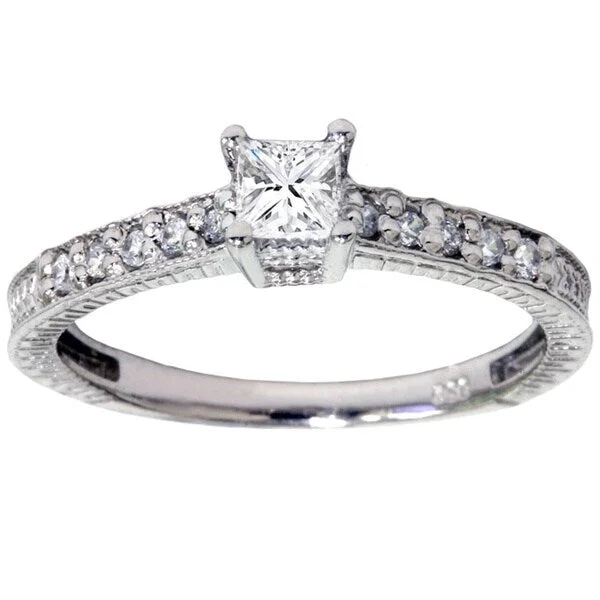 Sharp stone ring-14k White Gold 1/ 2ct TDW Diamond Promise Ring