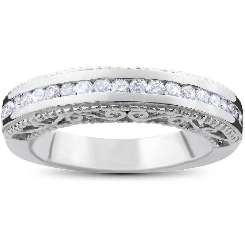 Sharp stone ring-14k White Gold 1/2ct TDW Vintage Heirloom Diamond Wedding Ring