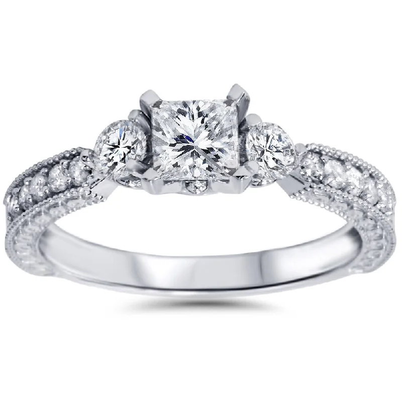 Raised-tier ring-14k White Gold 1ct TDW Princess-cut Diamond Ring