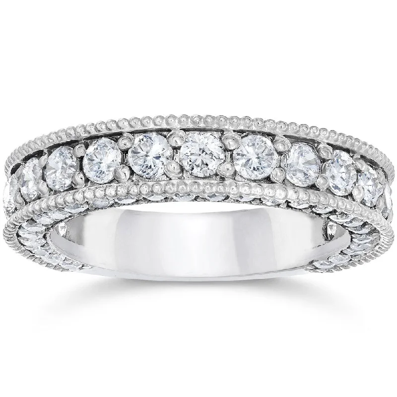 Sparkling cut ring-14k White Gold 2 1/8 Carat TDW Vintage Diamond Wedding Ring