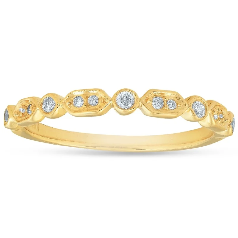 Layered tier ring-14K Yellow Gold 1/8 ct TDW Diamond Stackable Womens Wedding Anniversary Ring