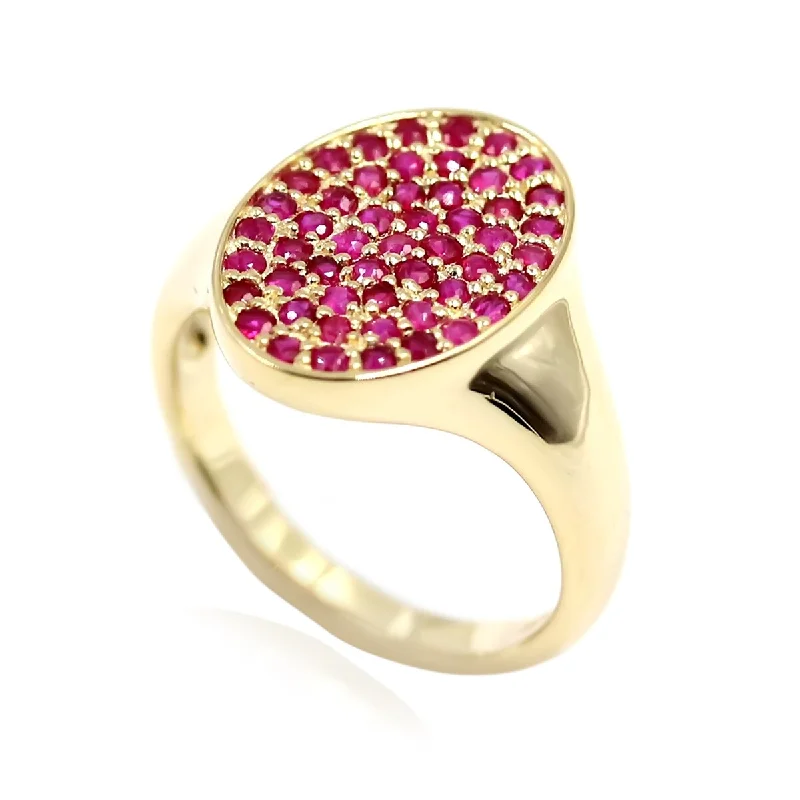 Etched band ring-14k Yellow Gold and Ruby Ring