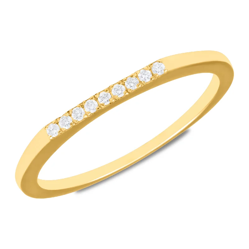 Wire-curve ring-14k Yellow Gold Lab Grown Diamond Bar Ring