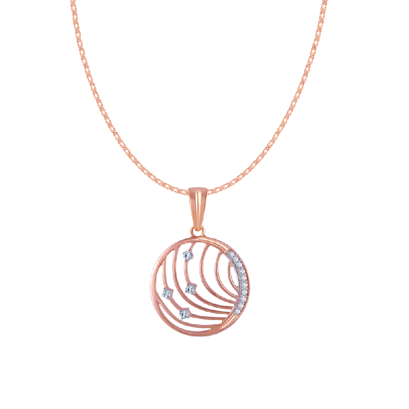 Swirled design necklace-14KT (585) Rose Gold And Diamond Pendant For Women