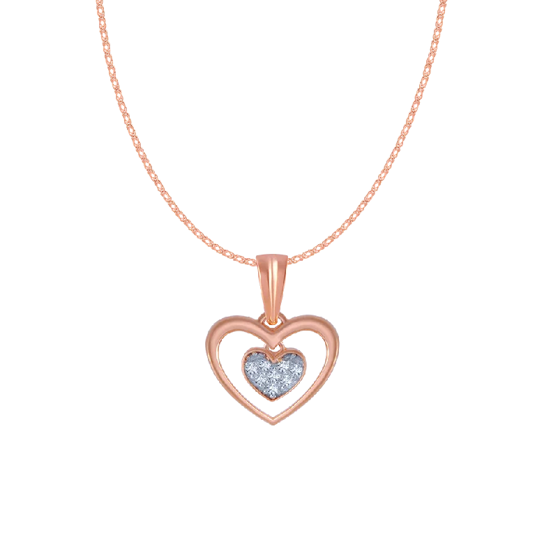 Fine-level necklace-14KT (585) Rose Gold And Diamond Pendant For Women