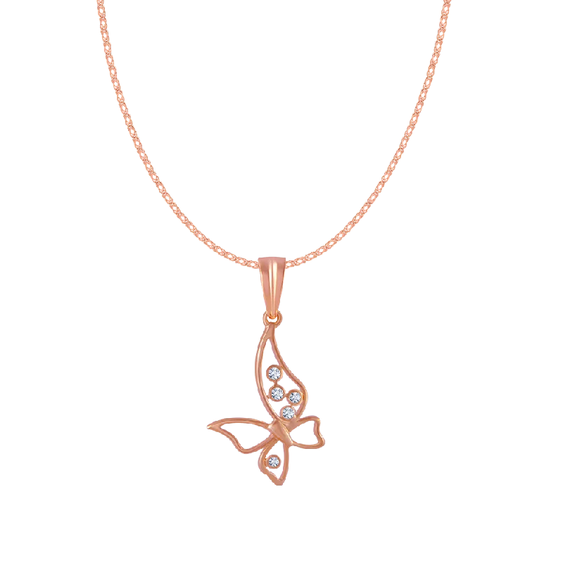 Stamped design necklace-14KT (585) Rose Gold And Diamond Pendant For Women