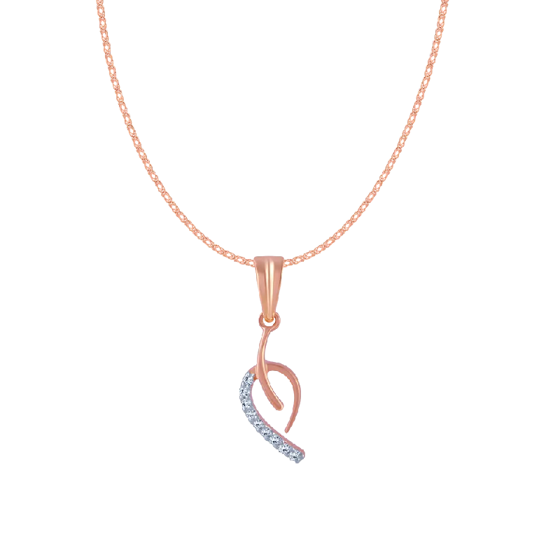 Light weave necklace-14KT (585) Rose Gold And Diamond Pendant For Women