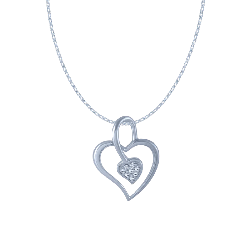 Shimmering platinum necklace-14KT (585) White Gold And Diamond Pendant For Women