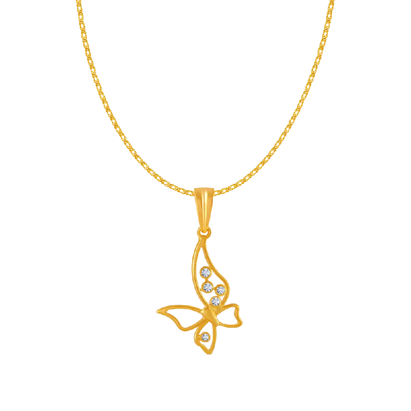 Sunken stone necklace-14KT (585) Yellow Gold And Diamond Pendant For Women